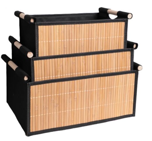 Ceruzo 3x Opbergmanden Bamboe - Badkamermanden