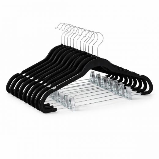 Ceruzo 20 x Kledinghangers met Knijpers - Zwart