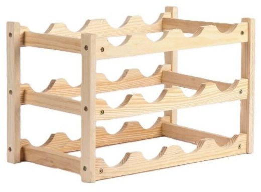 Wijnrek Hout - voor 12 Wijnflessen - 45 x 22 x H28 cm