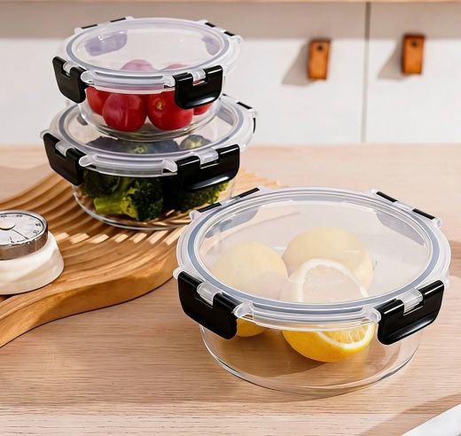 Ceruzo Meal Prep Bakjes - 3 stuks Vershoudbakjes - Glas 