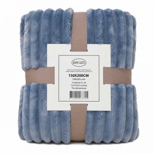 Ceruzo Fleece deken - 150x200 cm - denim blauw