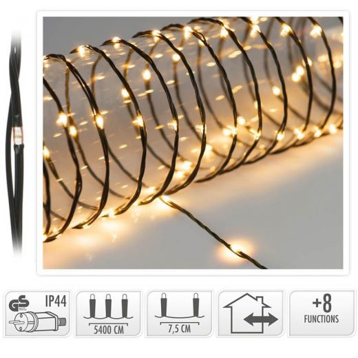 LED Verlichting 720 LED - 54 meter - extra warm wit - voor binnen en buiten - 8 Lichtfuncties - Soft Wire 