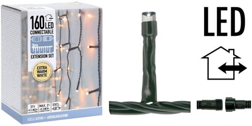 Koppelbare IJspegelverlichting - 160 LED - 3m - warm wit