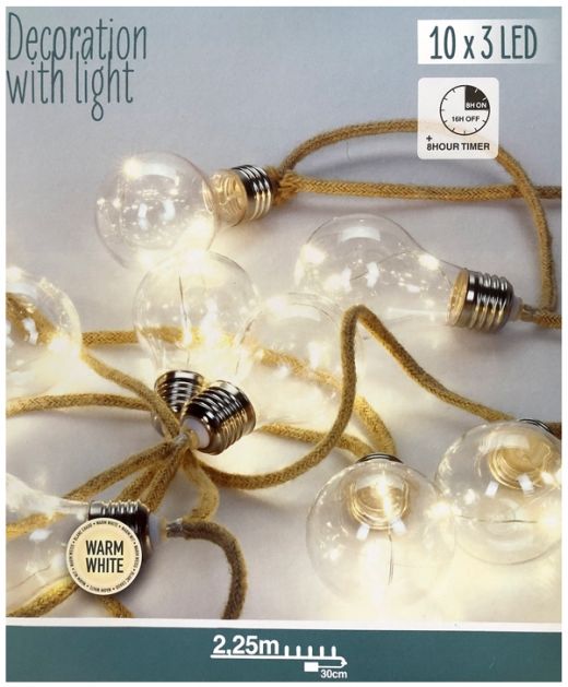 Jute touwslinger - 10 lamps - 2.25m