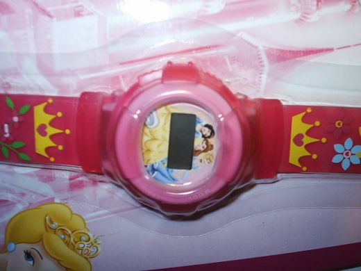 disney horloge princess, donkerrose