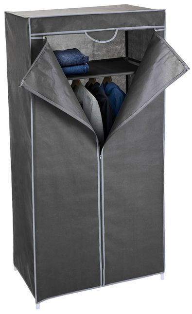 Garderobekast  van textiel met rits- hang en leg - 75x45x160cm