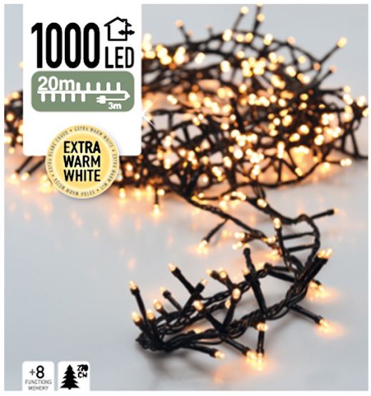 Micro Cluster 1000 LED's 20 meter warm wit