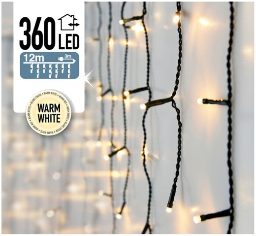 IJspegel verlichting 360 LED's 12 meter warm wit