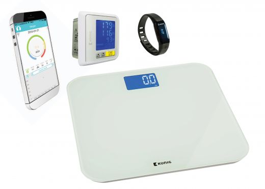 Sportset totaaloplossing: weegschaal, bluetooth sportarmband en bloeddrukmeter