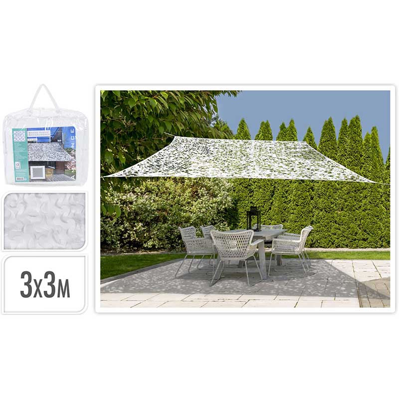 Schaduwdoek Camouflage - vierkant 3x3 - wit