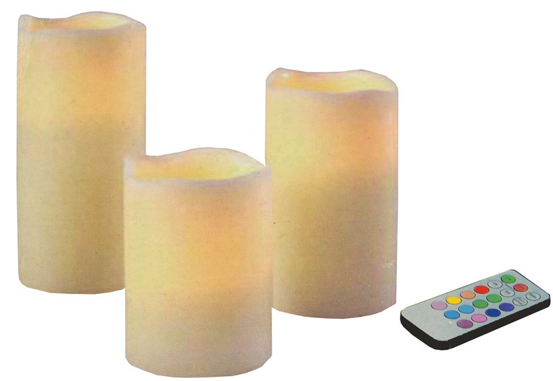 LED Kaarsen Colour Changing met afstandsbediening (set 3 st)